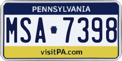 PA license plate MSA7398