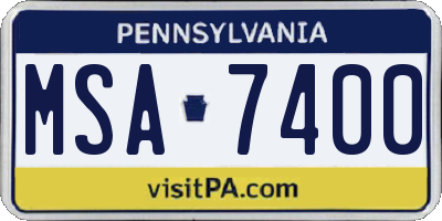 PA license plate MSA7400