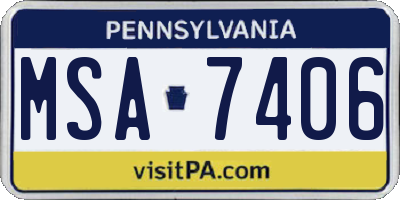 PA license plate MSA7406