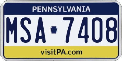 PA license plate MSA7408