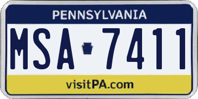 PA license plate MSA7411