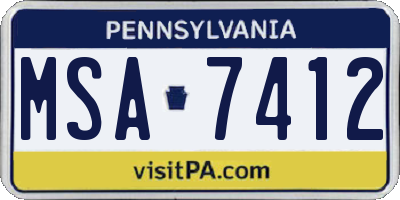 PA license plate MSA7412