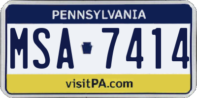 PA license plate MSA7414