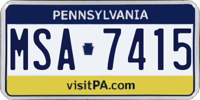 PA license plate MSA7415
