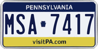 PA license plate MSA7417