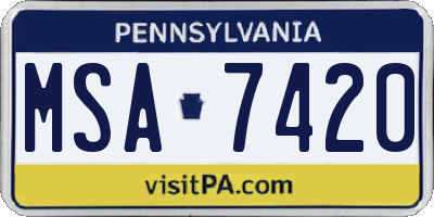 PA license plate MSA7420