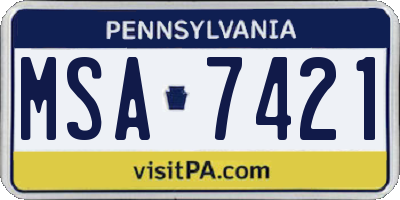 PA license plate MSA7421