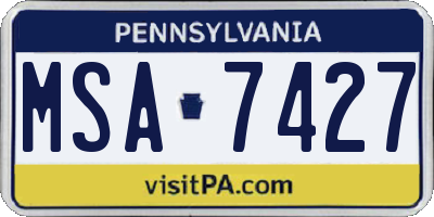 PA license plate MSA7427