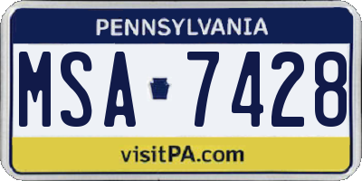 PA license plate MSA7428