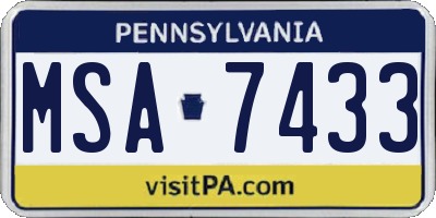 PA license plate MSA7433