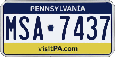 PA license plate MSA7437