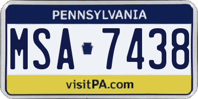 PA license plate MSA7438