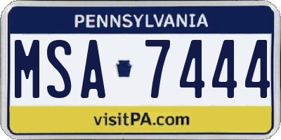 PA license plate MSA7444