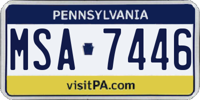 PA license plate MSA7446