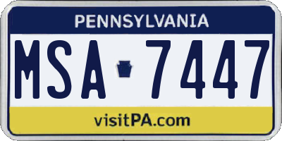 PA license plate MSA7447