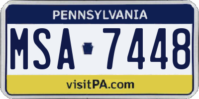 PA license plate MSA7448