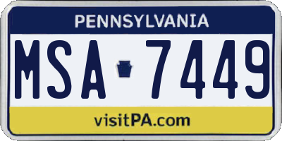 PA license plate MSA7449