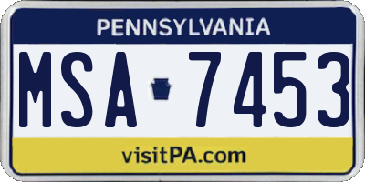 PA license plate MSA7453