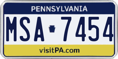 PA license plate MSA7454