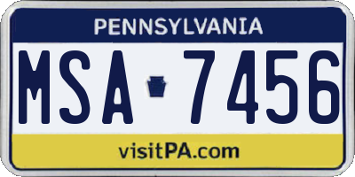 PA license plate MSA7456