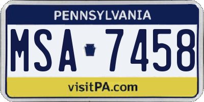 PA license plate MSA7458