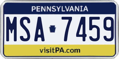 PA license plate MSA7459