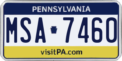 PA license plate MSA7460