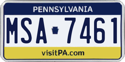 PA license plate MSA7461