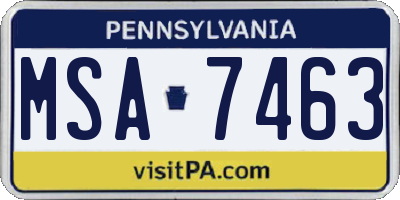 PA license plate MSA7463