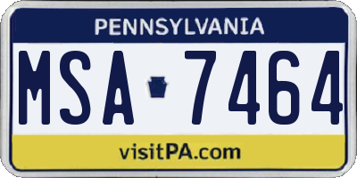 PA license plate MSA7464