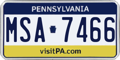 PA license plate MSA7466