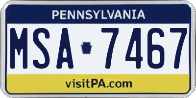 PA license plate MSA7467