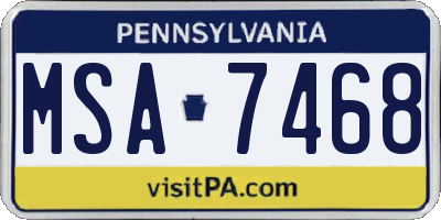 PA license plate MSA7468