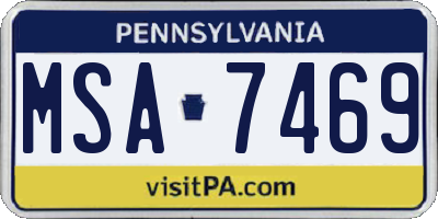 PA license plate MSA7469
