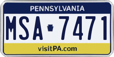 PA license plate MSA7471