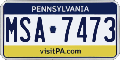 PA license plate MSA7473