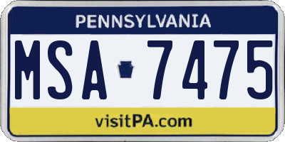 PA license plate MSA7475