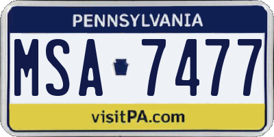PA license plate MSA7477