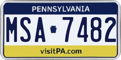 PA license plate MSA7482