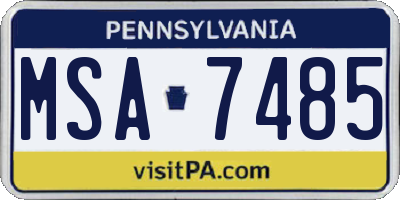 PA license plate MSA7485