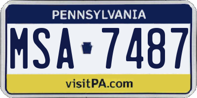 PA license plate MSA7487