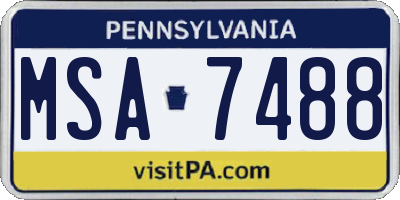 PA license plate MSA7488