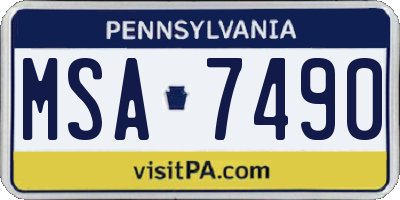 PA license plate MSA7490