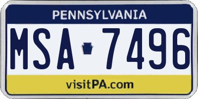 PA license plate MSA7496