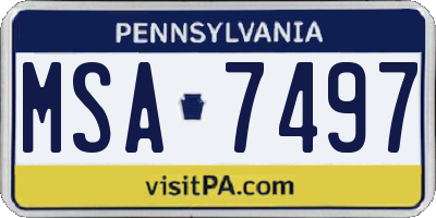 PA license plate MSA7497