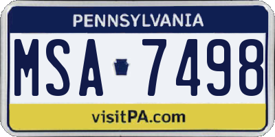 PA license plate MSA7498