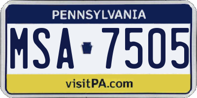 PA license plate MSA7505