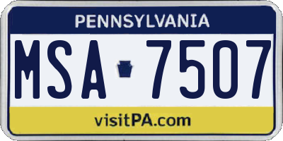 PA license plate MSA7507
