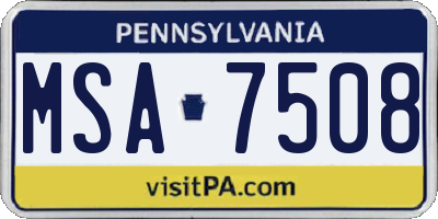 PA license plate MSA7508