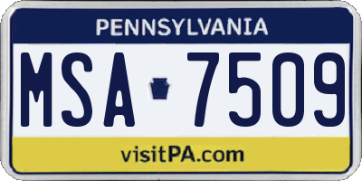 PA license plate MSA7509